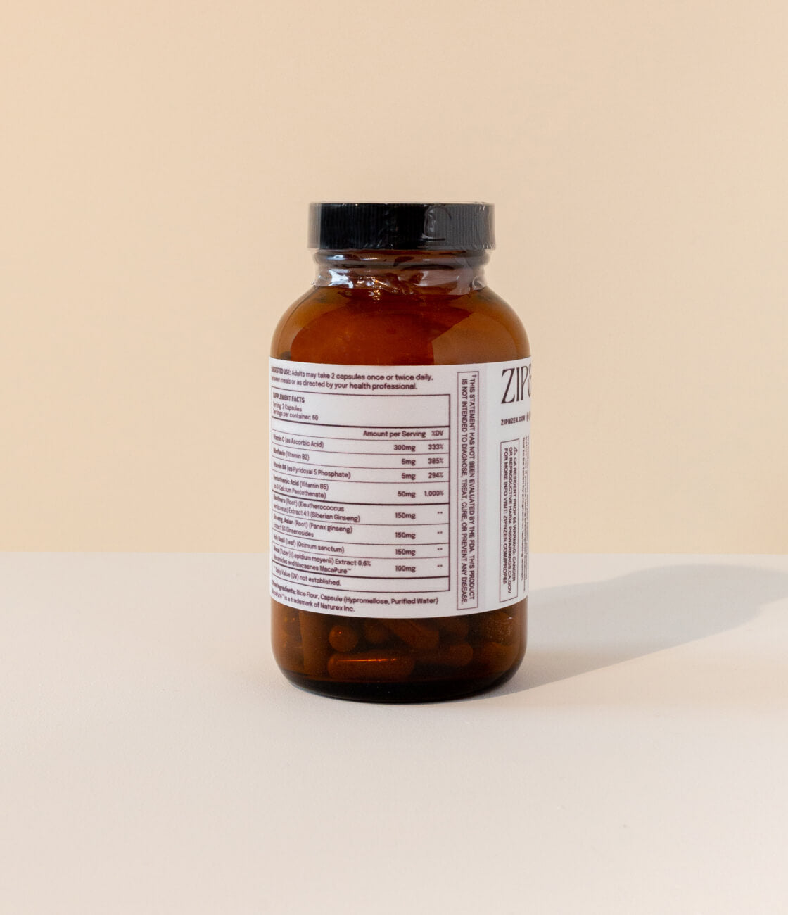 Zen is a blend of vitamins and minerals designed to treat the root cause of insomnia without being drowsy. [AD: The back of the Zen bottle is shown with the Nutritional information displayed for the photograph.]