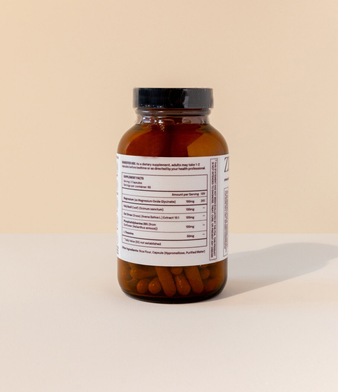 Zip is a blend of vitamins and minerals designed to treat the root cause of adrenal fatigue and stress. [AD: The back of the Zip bottle is shown with the Nutritional information displayed for the photograph.]